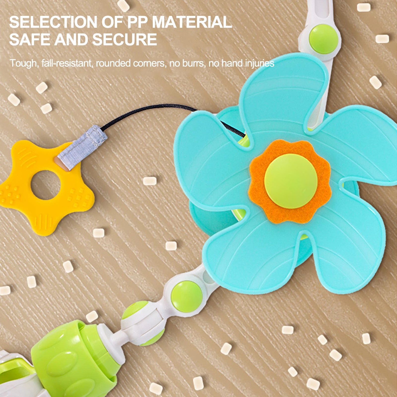 Barnvagnsleksaker musikalisk skallra leksaker med bitring för spjälsäng barnvagn bilbarnstol sensorisk utvecklingsleksak för bebisar 0 6 12 månader