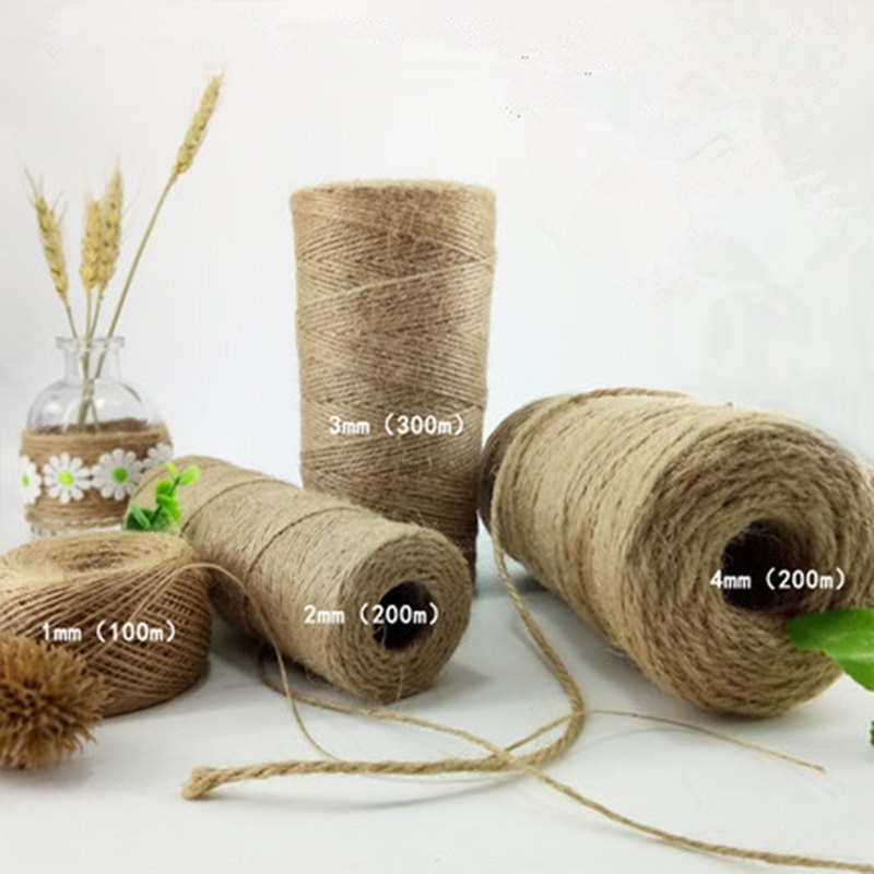 10M 50M 200M 400M Hennep Jute Cord Diy/Decoratieve Handgemaakte Twisted Touw Accessoire Voor Papier crafting Verpakking Doos Lijn