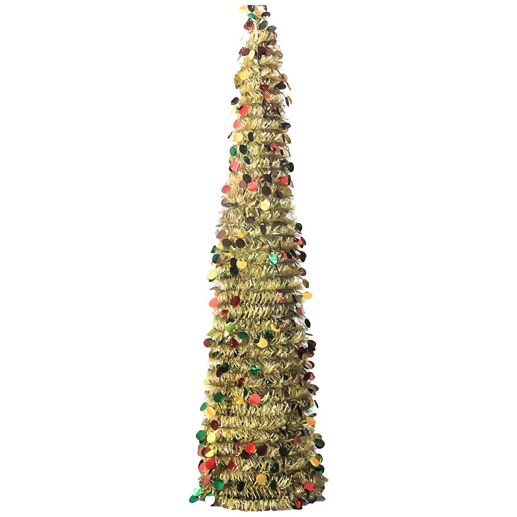 1.5M Diy Pailletten Kerstboom Popup Inklapbare Klatergoud Kunstmatige Kerstboom Met Stand