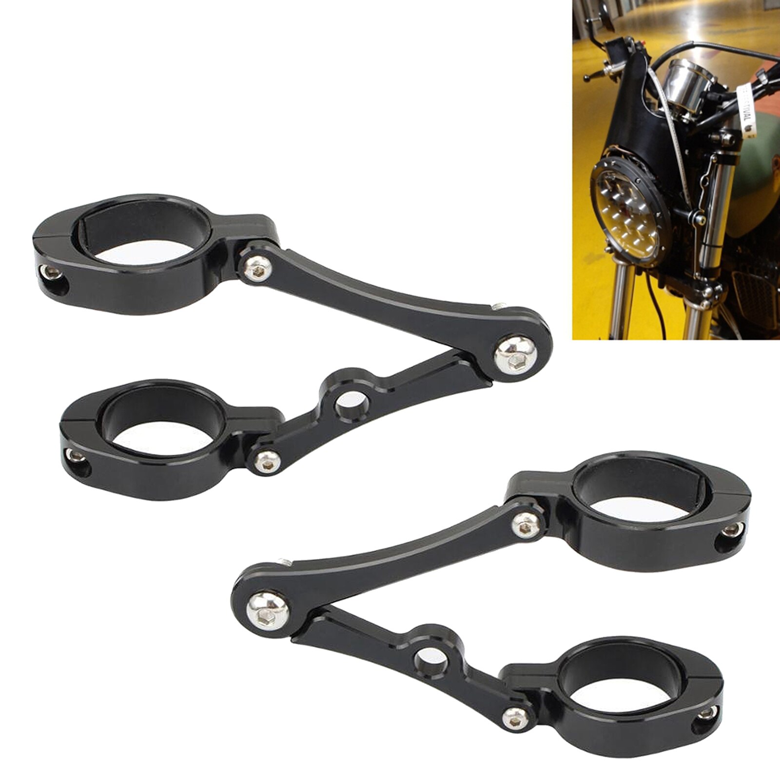 1 Pair Motorcycle Headlight Bracket Mount Clamp 39mm-41mm Fork Tube Spotlight Holder for Honda, Aluminum Alloy