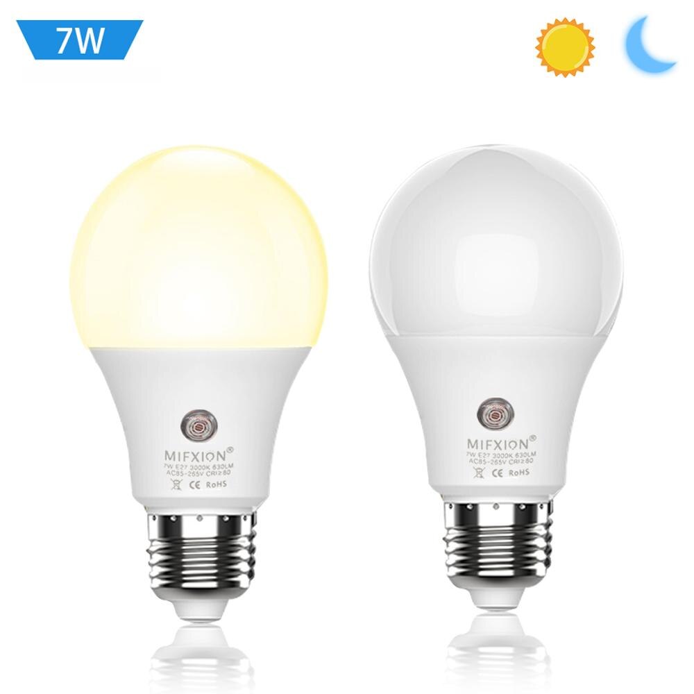 Upgraded A19 7W E26 E27 Auto on/off LED Sensor Bulb 100 Watt Equivalent Dusk to Dawn Light Sensor LED Bulbs: Default Title