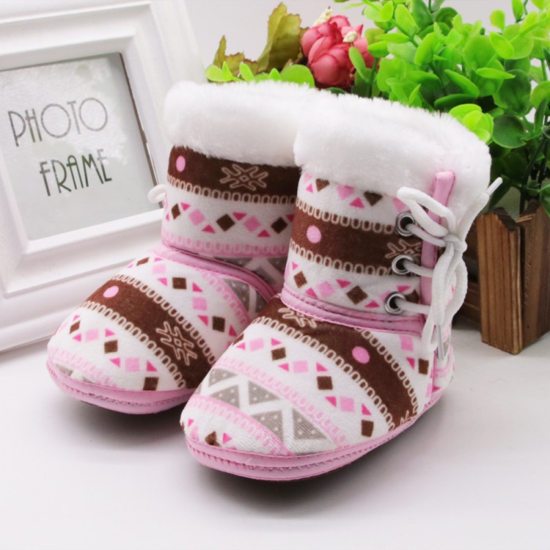 Efterår vinter varm fleece sne støvler til baby pige dreng anti-silp prewalker bootie sko 0-18 måneder