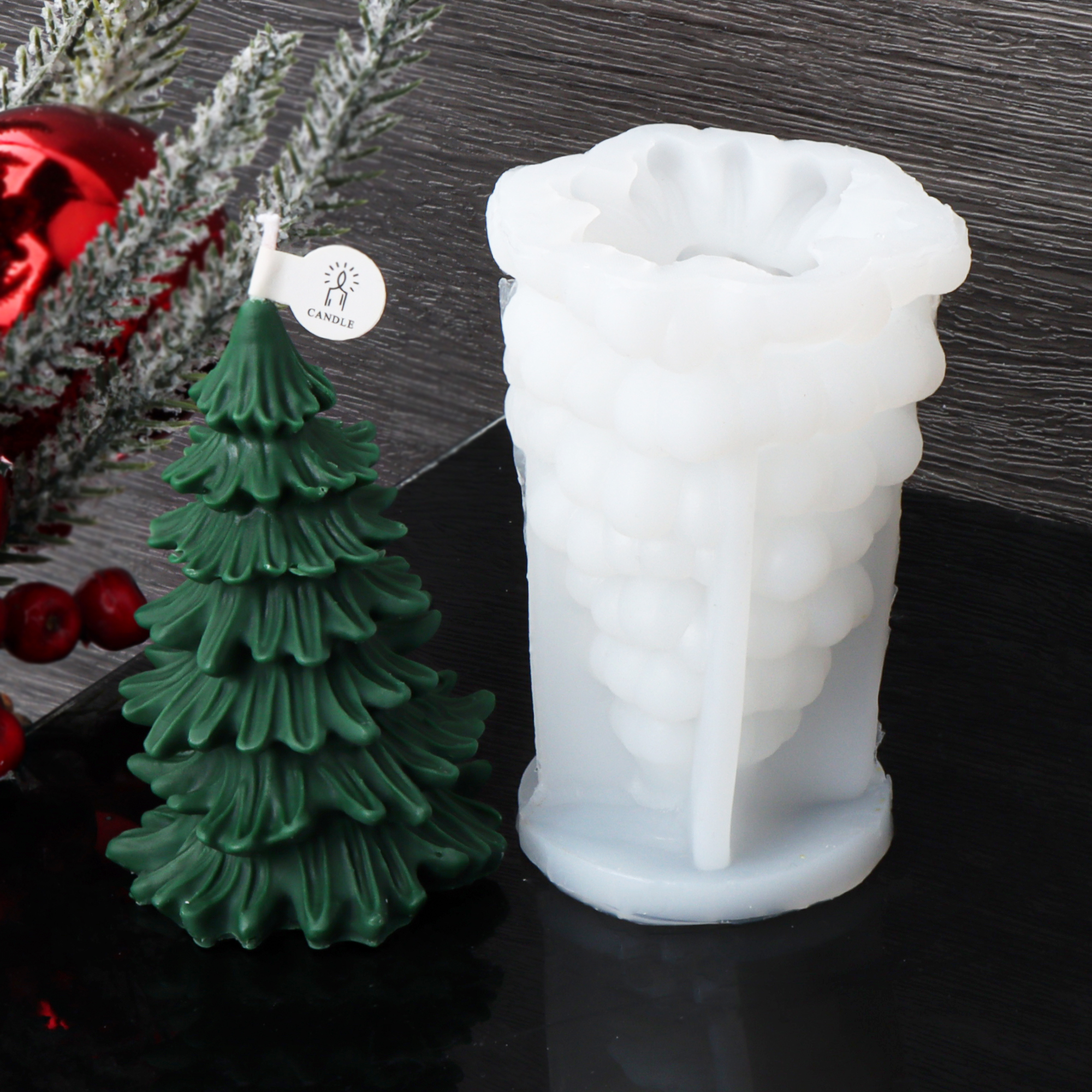 Stampo per candele per albero di Natale Candela di pino fai-da-te Stampo per gesso Stampo in resina di cemento Colata 3D Artigianato per albero di Natale Strumenti per la decorazione della casa