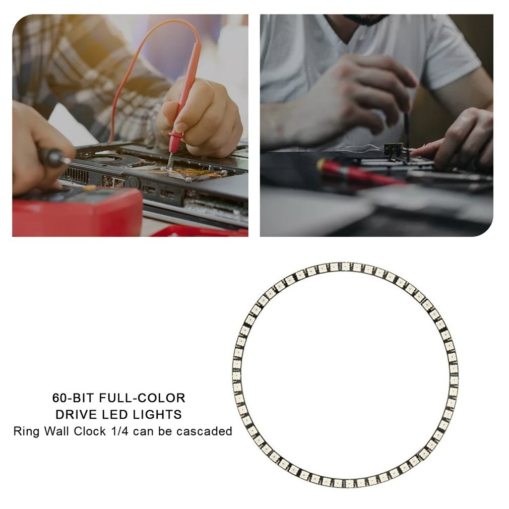60-bit WS2812 Full Color Drive 1/4 Ring Wall Clock... – Grandado