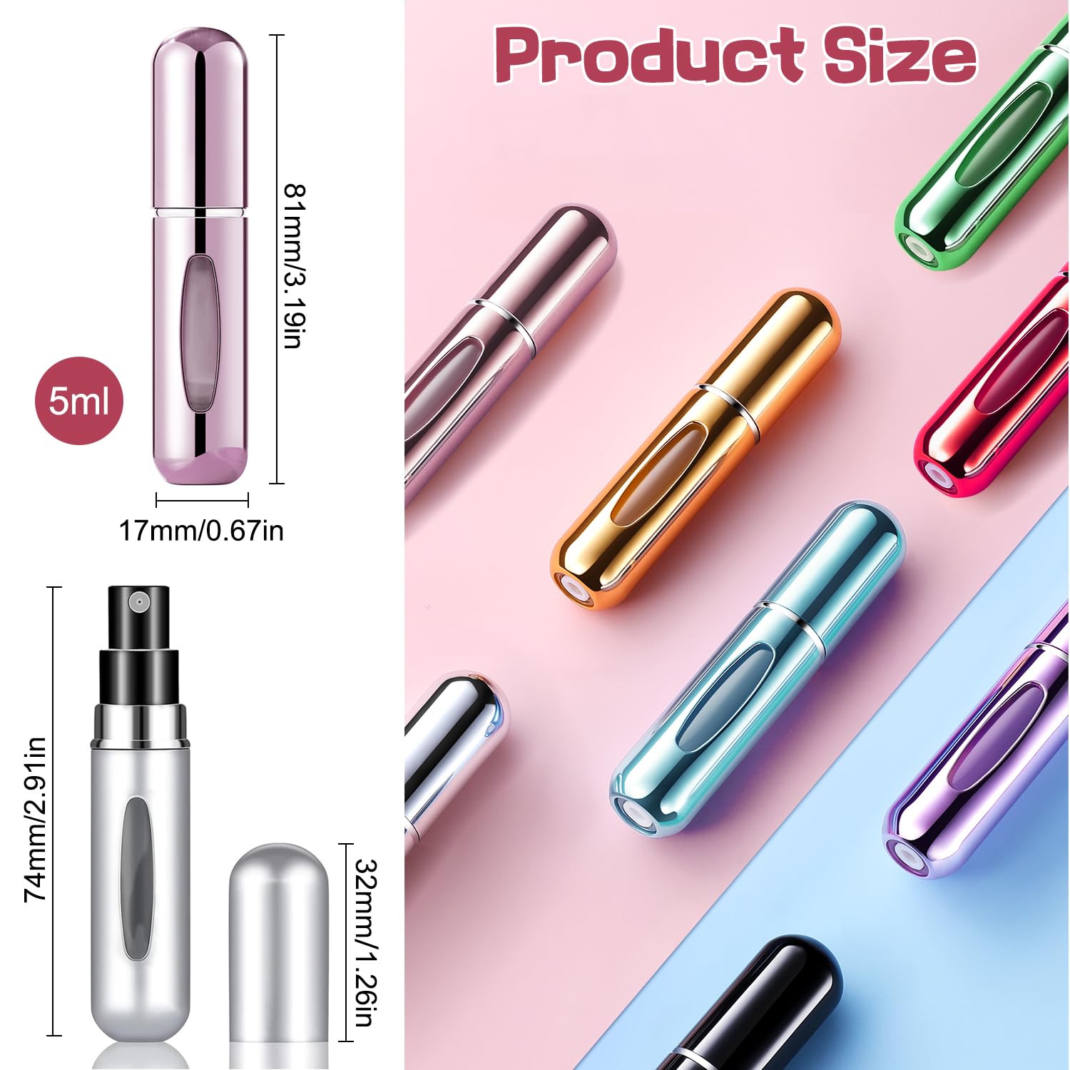 4Pcs Pocket Perfume Dispenser - Travel Perfume Bottle Refillable 5ml Spray Bottle - Perfume Travel Refillable Leak Proof