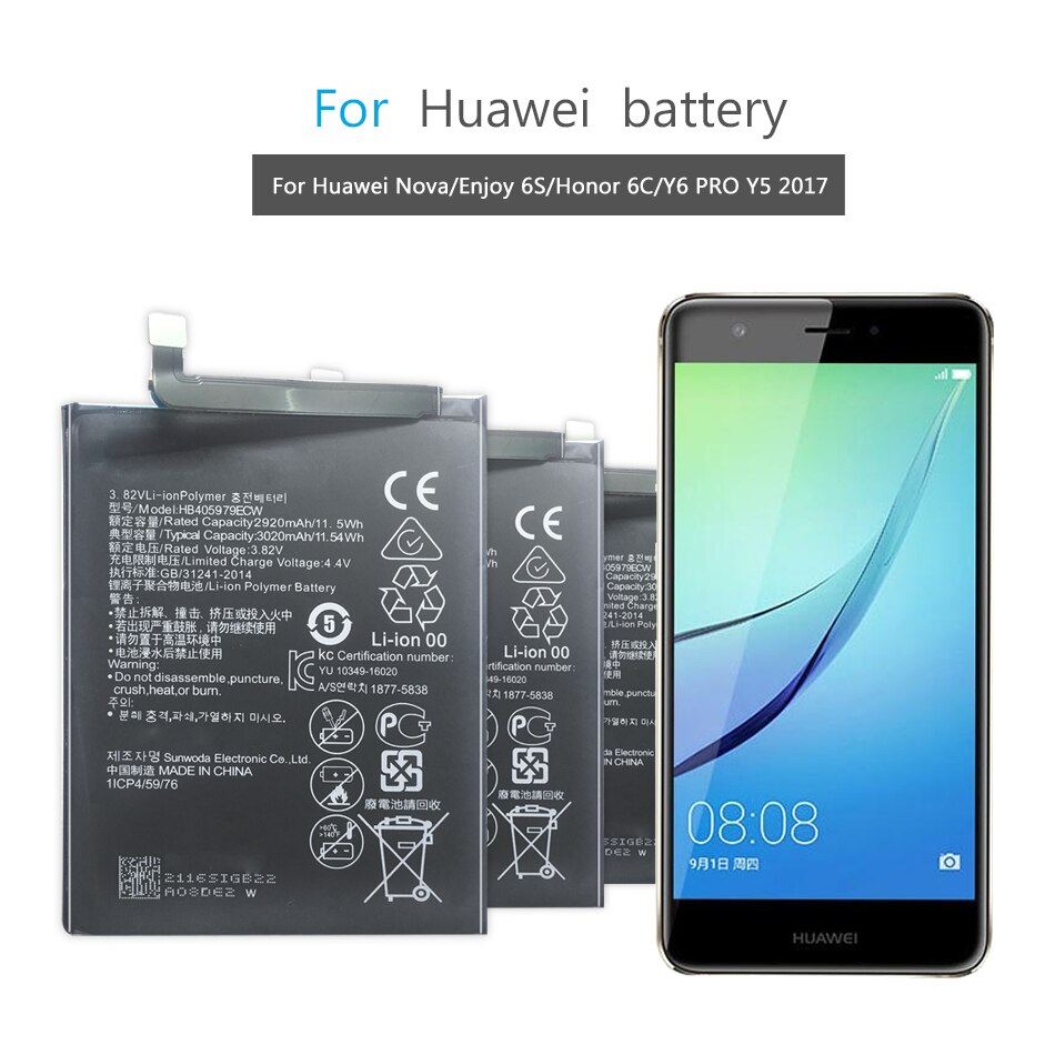 Batería HB405979ECW para Huawei Honor 9 7S 7A Pro 6A 6C 8A Y5 8C 5X 4X 6 7i V8 Enjoy 7 Plus AUM-L29 DUA-L22