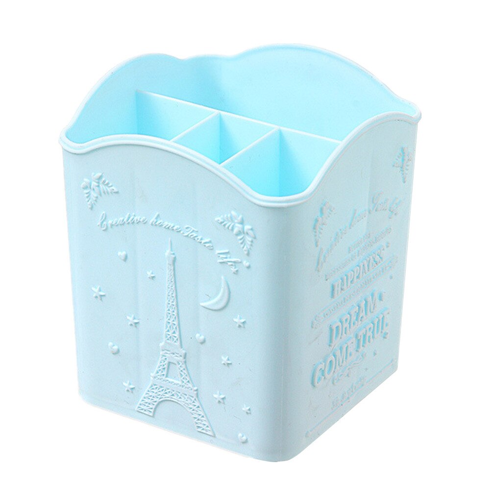 Plastic Pen Holder with 4 Grids Cute Desktop Pencil Holder Kawaii Desk Tidy Organizer Pen Pot Office Accessories