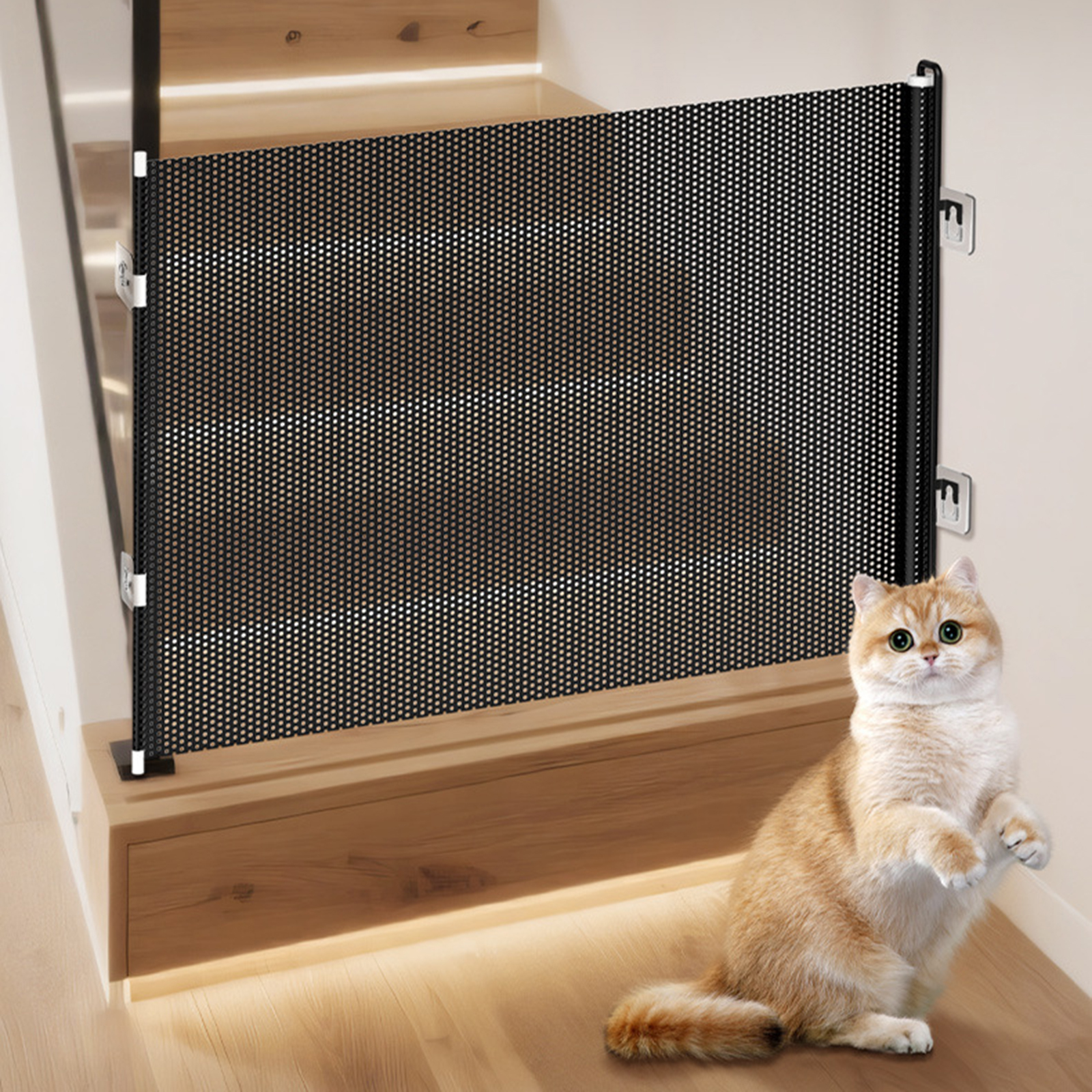 Enkel montering av pvc-grind for mamma, tilbehør til terrassetrapper, veranda, uttrekkbart hundegjerde for innendørs og utendørs bruk