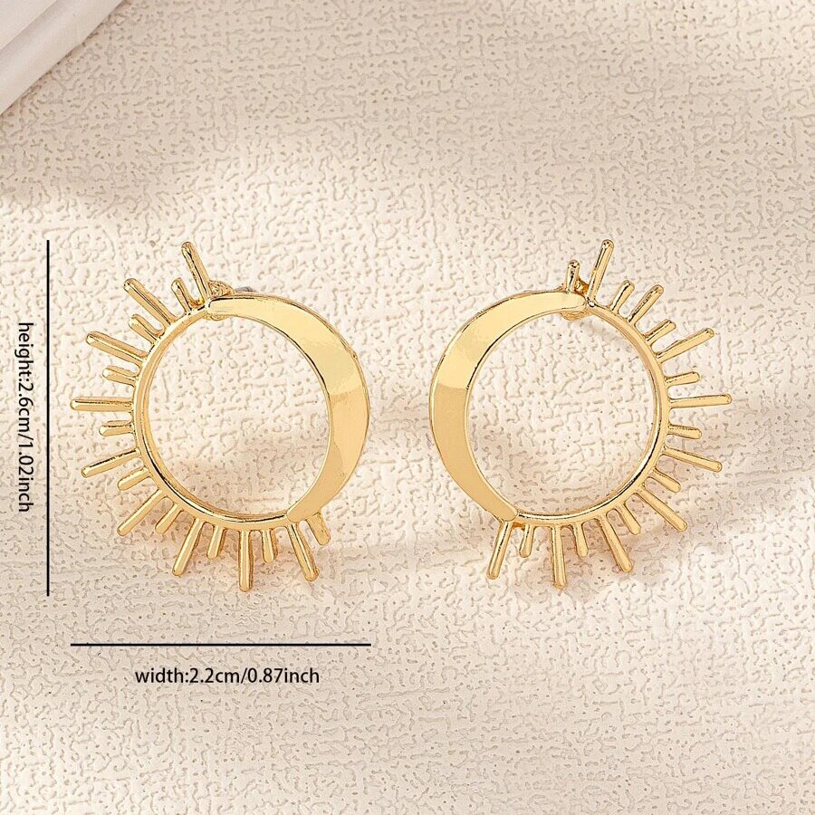 Obega ins sol lua forma minúsculos brincos na moda ouro prata cor moda europeia e americana punk estilo jóias de metal