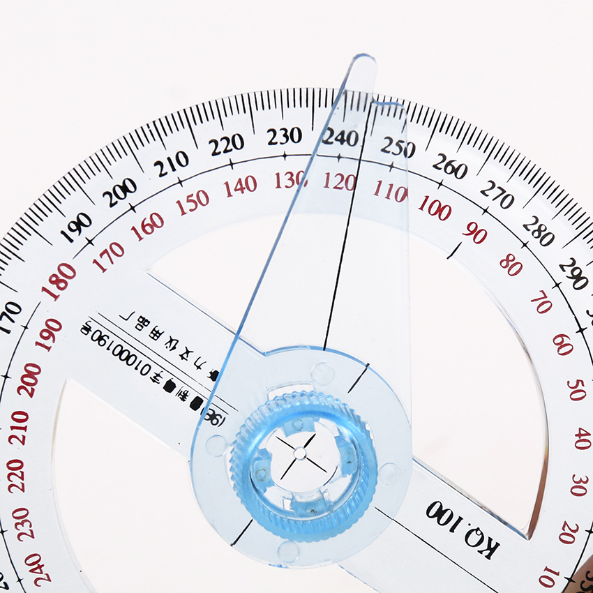 1PC Tool 360 Degree Pointer Protractor Round Transparent Drafting Supplies Protractor Office and School Supplies