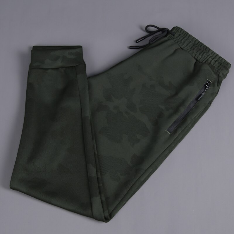 Mænd print lange bukser løbelommer træning sport fitness bukser udendørs elasticitet jogging camouflage bukser