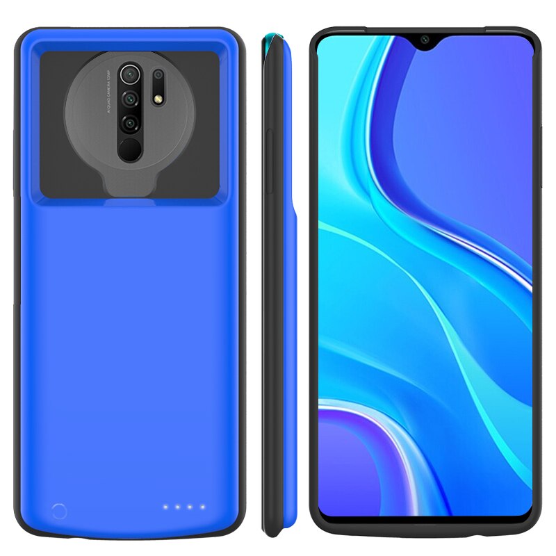 6800Mah Power Bank Acculader Case Voor Xiaomi Redmi 9 Case Externe Backup Opladen Cover Voor Redmi 9 Batterij case: Blue For Redmi 9