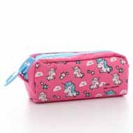 Portefeuille pour enfants, trousse à crayons licorne, rangement, dessin animé, toile, grande capacité, jolie, grande fermeture éclair, pour étudiants: Rouge