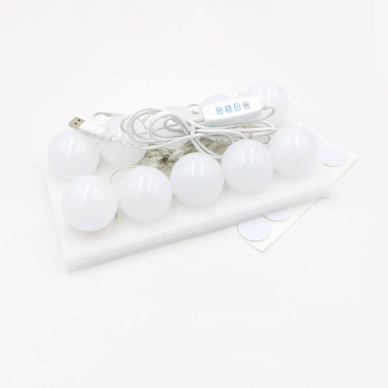 10 Luces de LED para espejo de tocador, maquillaje, tocador, espejo, maquillaje ligero, luz LED, USB, Bombilla brillante, espejo cosmético: Default Title