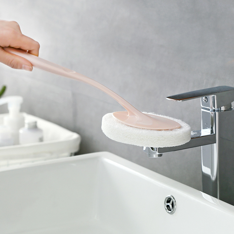 Spazzola in spugna per pulizia multifunzionale a manico lungo lavastoviglie cucina toilette bagno strumento di decontaminazione piastrella per pavimenti