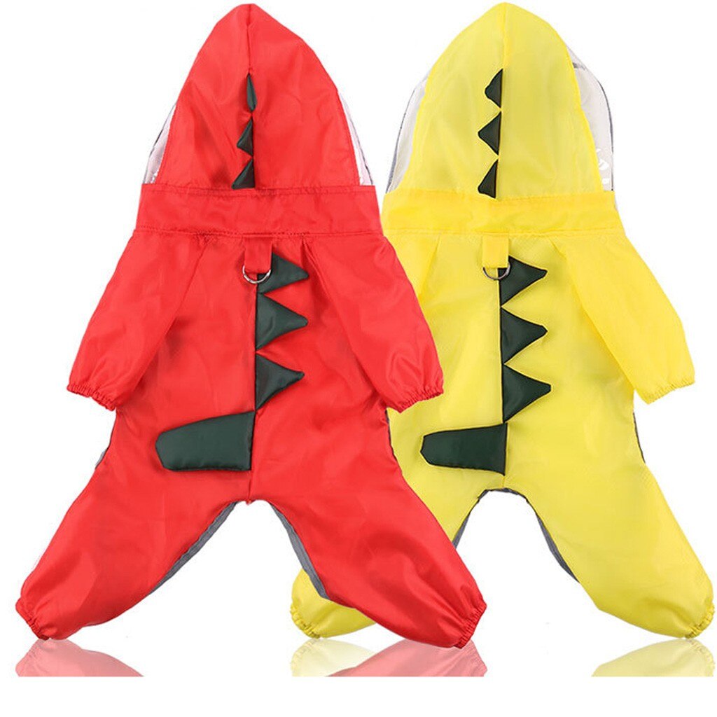 Chubasquero de dinosaurio para perros, ropa impermeable con capucha, suministros para mascotas,