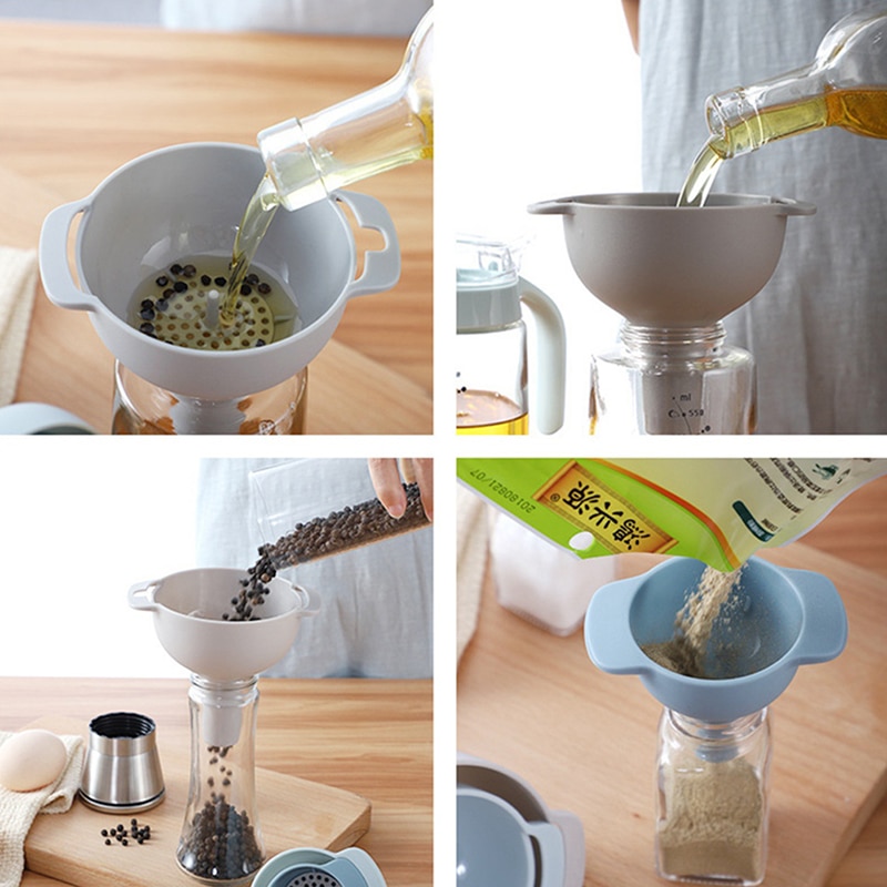 4 IN 1 Multi-function Funnel Set Filter Oil Can Household Oil Hopper Sub-packaging Plastic Funnel Kitchen Tools