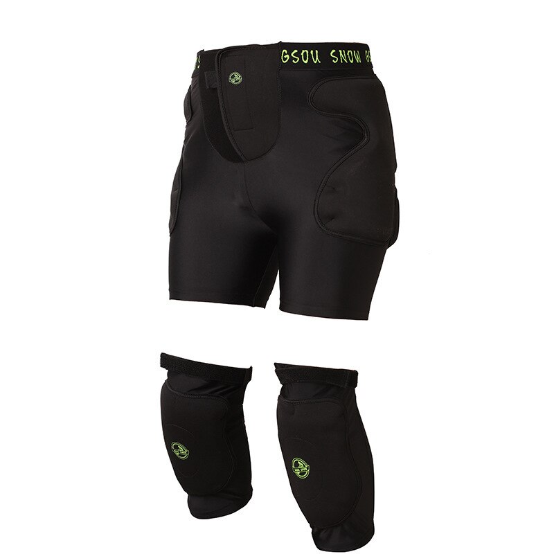 GSOU SNOW Winter outdoor unisex men women Ski Pants Skiing Knee+Hip 2 Pieces set Waterproof Anti-Falls Elastic Ski protection