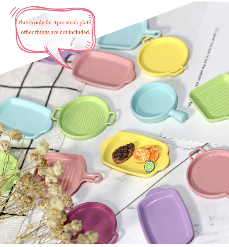 Nuovo 1:12 miniatura casa delle bambole mini Giapponese Piatto Piatto di Bistecca giocattolo modello della decorazione Macaron piatto piatto piatto di bistecca bambini collezione di articoli da Regalo