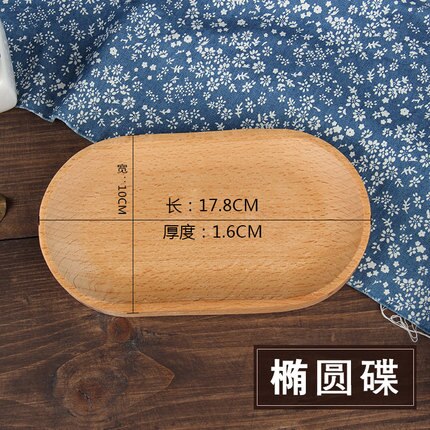 Plateau en bois japonais en bois enfants dessin animé assiette à dîner solide plat rond en bois gâteau pain dessert assiette de fruits: 6