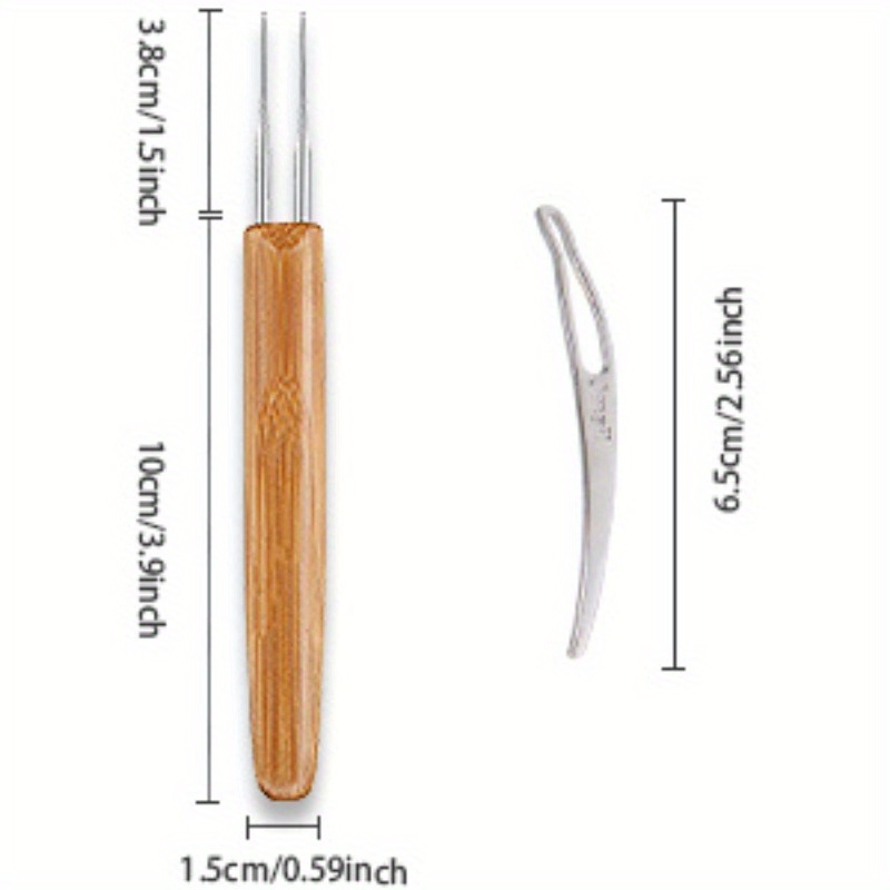 1 sæt 0.5mm/0.75mm dreadlock hæklenåle træ hæklenåle hår dreadlocks værktøj til fletning håndværk