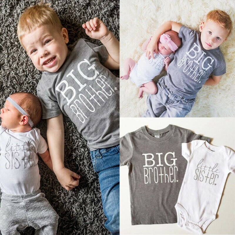 T-shirt d'été pour bébés garçons filles frère | Ensemble de vêtements assortis, barboteuse petite sœur petit frère