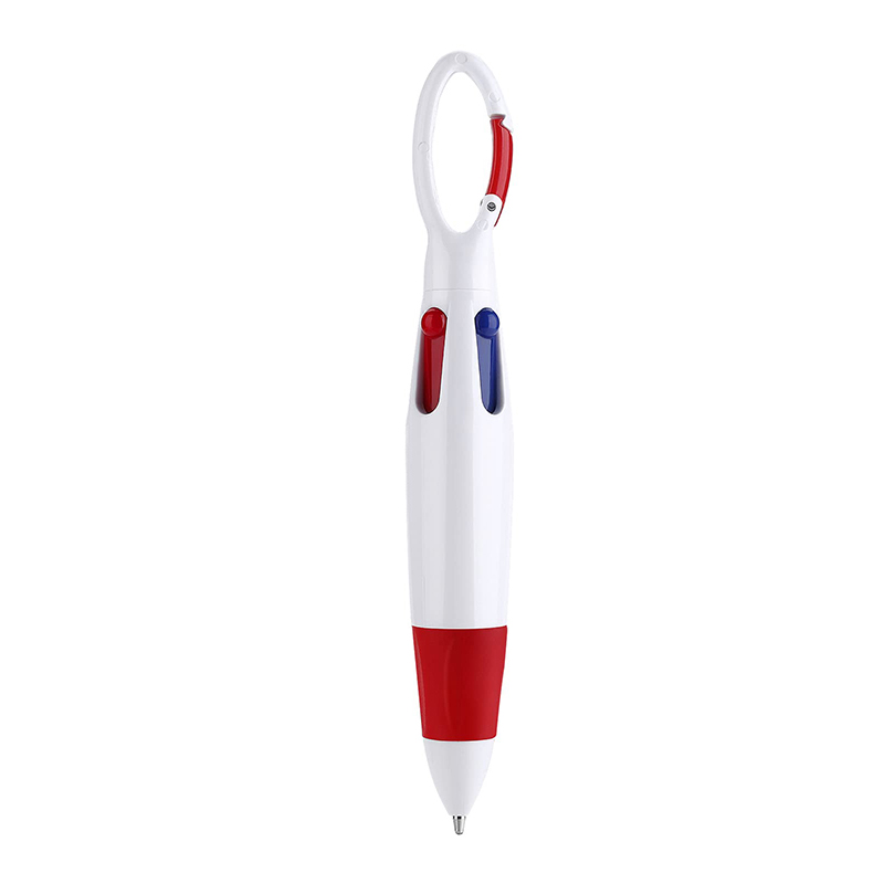 24 Pcs Retractable Shuttle Pens with Carabiner Clip 4-in-1 Ballpoint Pens Multicolor Pens with Buckle Keychain on Top: Burgundy