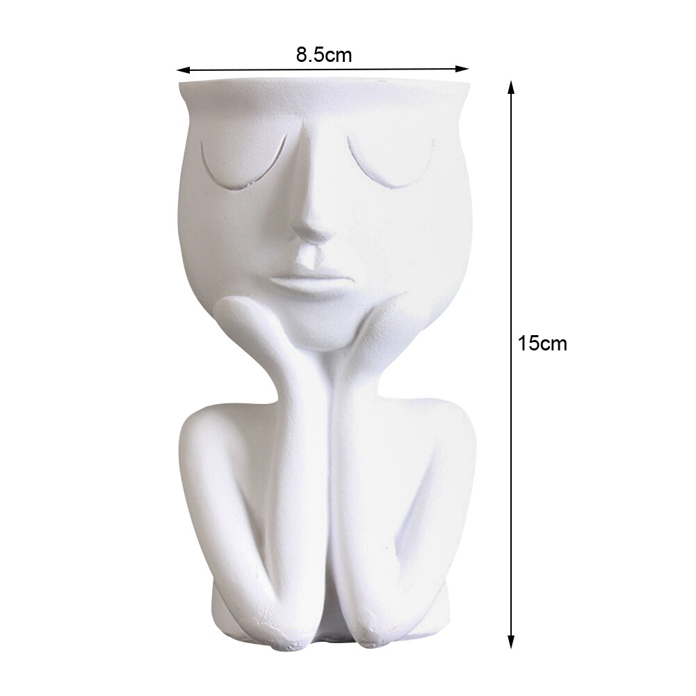 ESTATUILLA con cabeza para niña, maceta de resina para plantas suculentas, maceta para cultivo de plantas de jardín, adornos decorativos de Mesa para el hogar: L