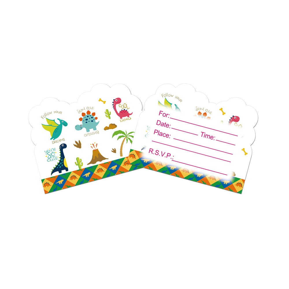 Party supplies 8pcs Dino Dinosaur theme invitation card invitations for kids birthday party decoration
