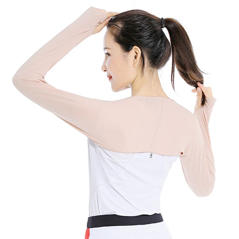 Kvinnor sommar anti-uv kylskal arm ärmar golf ridning utomhus is silke solskyddshandskar wrap bolero rygg med tumme