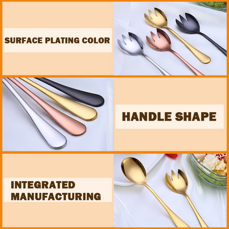 Tablewellware Gold Spoon Set steel cutlery Salad Fork Salad Spoon Stainless Steel Serving Spoon Set Unique Spoons