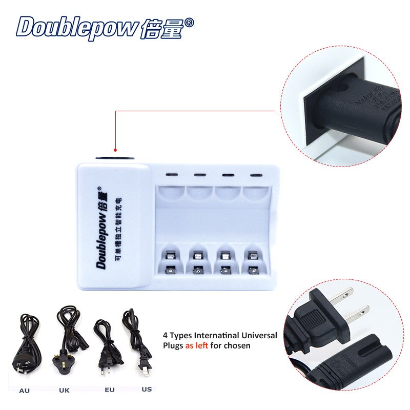 4 Slots Doublepow DP-K11 Ni-MH/NI-CD Intelligent Rapid Charger + 4 pcs 1.2V AAA Ni-MH 1100mA batteries in full capacity Set