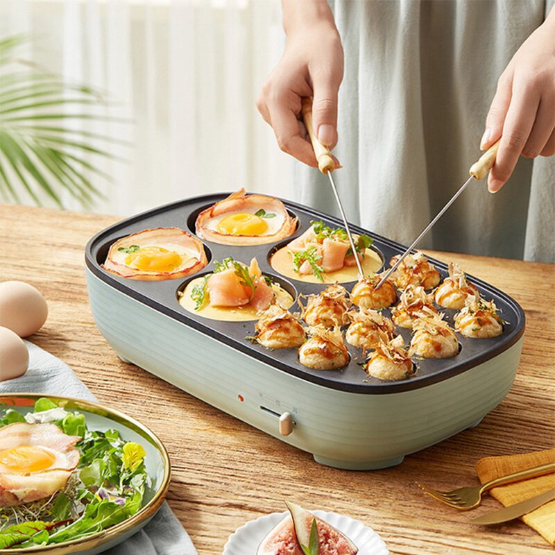 Octopus Ball Maker Takoyaki Baking Pan Electric Taiyaki Machine Sausage Hotdog Eggs Omelette Grill Japanese Fish-Shape Cake Oven