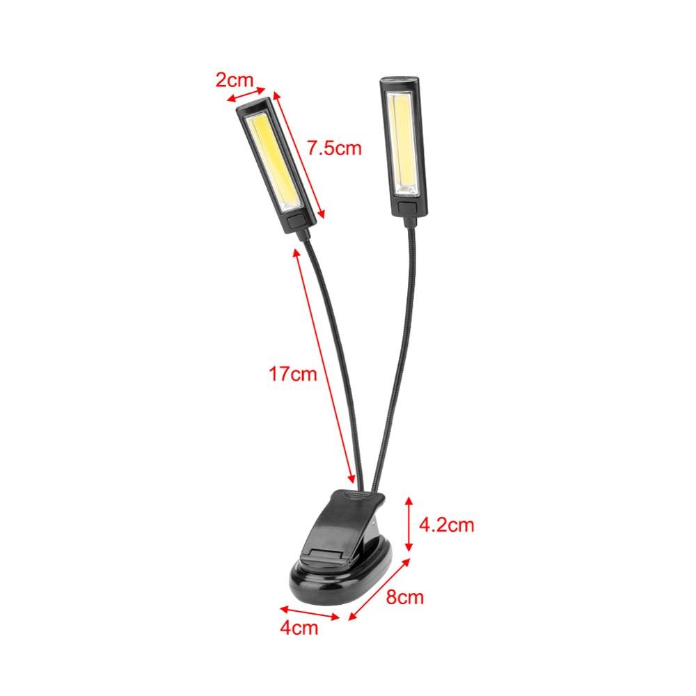 SANYI Flexible Dual Arms Book Reading Desk Tablet Lamp 2 LED Sheet Music Stand Light Student Dormitory Lights With Clip