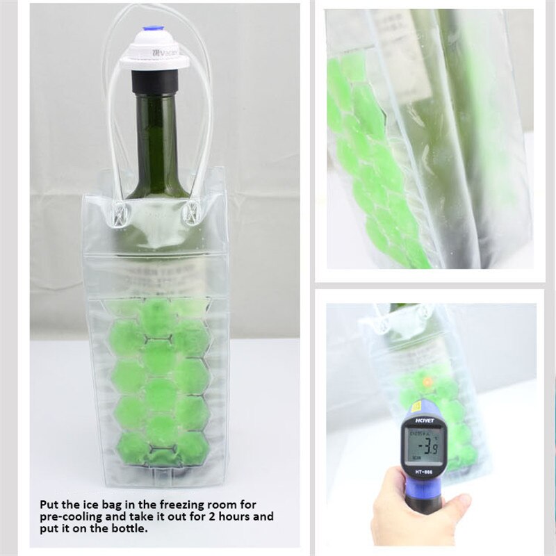 1Pc Pvc Wijn Fles Vriezer Bag Champagne Koeler Bier Cooling Gel Ijs Carrier Houder Met Handvatten Draagbare Drank Ijs-Koude Gereedschap