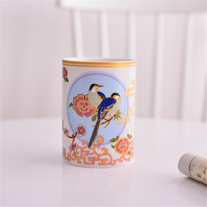 Set de accesorios de baño, dispensador de jabón de cerámica, soporte para cepillo de dientes y taza de gárgaras, platos de jabón, Lavatorio de flores y pájaros, juego de 5/6 piezas