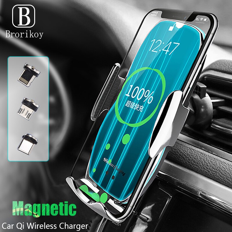 10w aperto automático qi sem fio carregador de carro montagem para o iphone 11 xs xr x 8 carregamento rápido suporte do telefone para samsung s10 s9