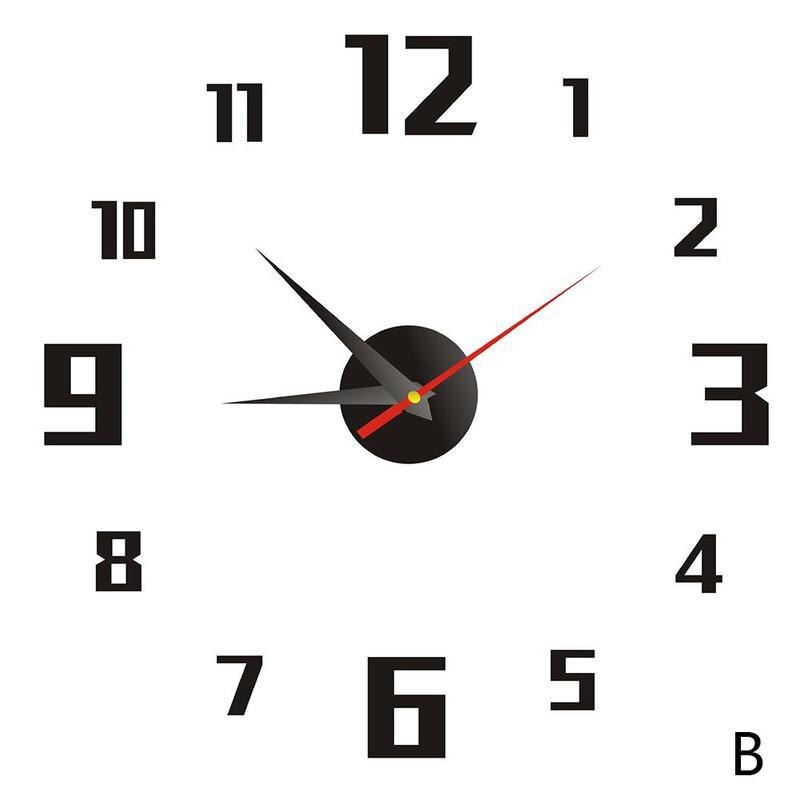 3D Wall Clock Large Acrylic Mirror Clocks Stickers Living Room Accessories Decorative House Clock On The Wall Decoration: B