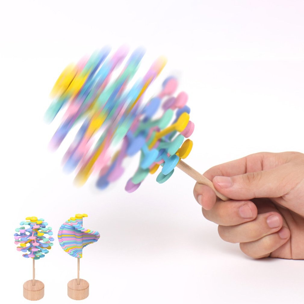 Wooden Obsessive-Compulsive Adult Decompression Stick Artifact Office Decoration Toys Rotating Lollipop