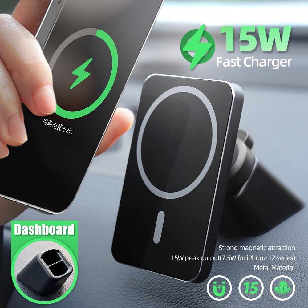 15W Magnetische Wireless Car Charger Mount Adsorbeerbare Telefoon Voor Iphone 13 12 Pro Max Mini Adsorptie Snelle Draadloze Opladen houder