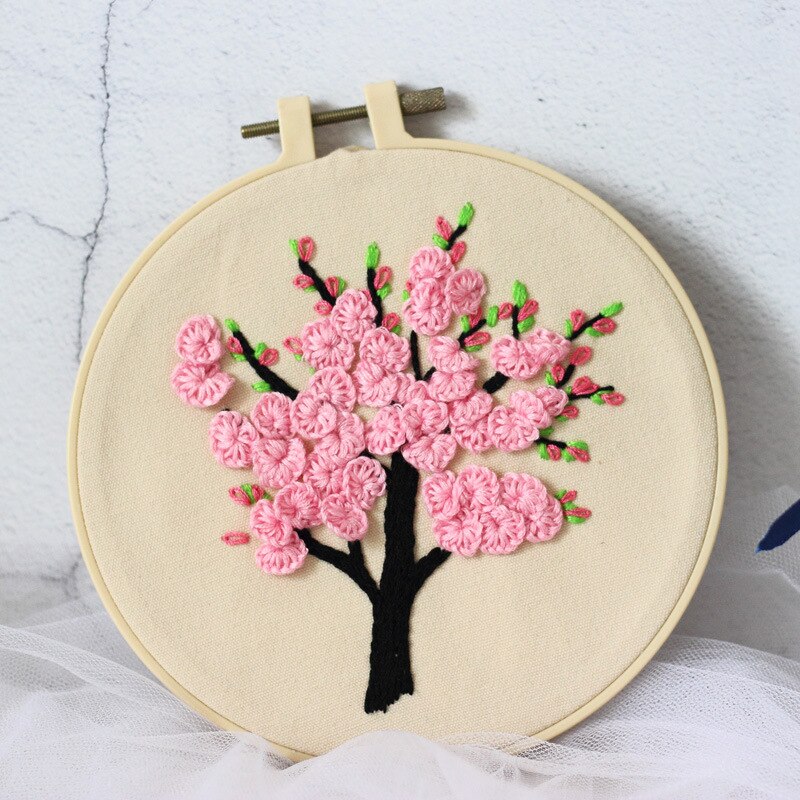Single Flower Lucky Flower Embroidery Kit DIY Needlework Houseplant Pattern Needlecraft for Beginner Cross Stitch(Without Hoop): E
