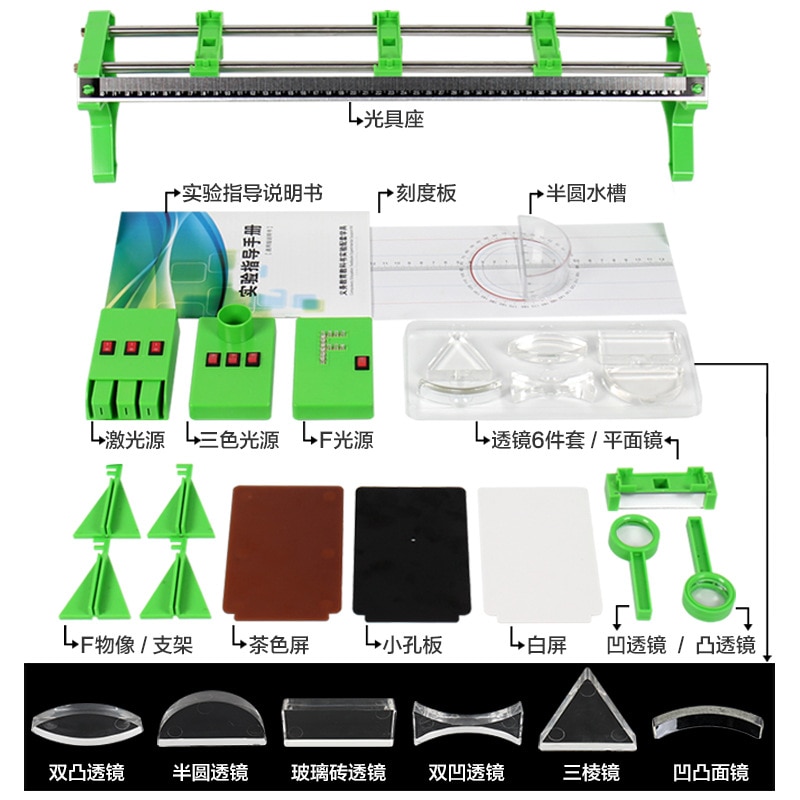 Junior high school physics optical instrument experiment box 9th grade science laboratory equipment optical bench lens aperture