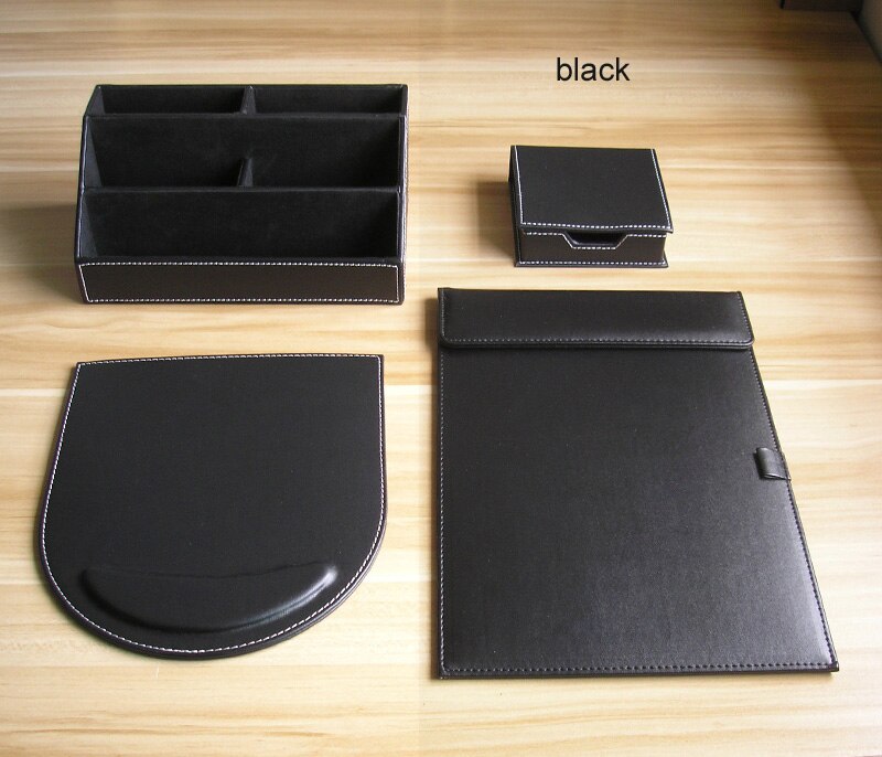 PU leather wood multifonctional desk organizer stationery holder note box memo case A4 file folder office desktop storage K251