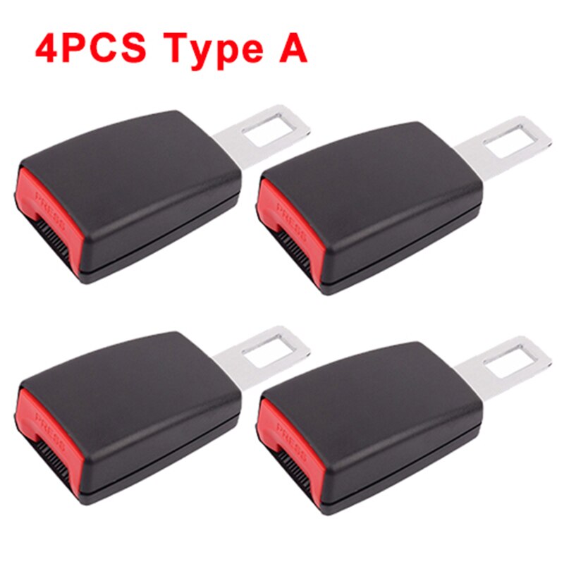 Universal Seat Belt Cover Car Safety Belt Extender 3 Size Seat Belt Extension Plug Buckle Seatbelt Clip Auto Accessories: 4Pcs Type A