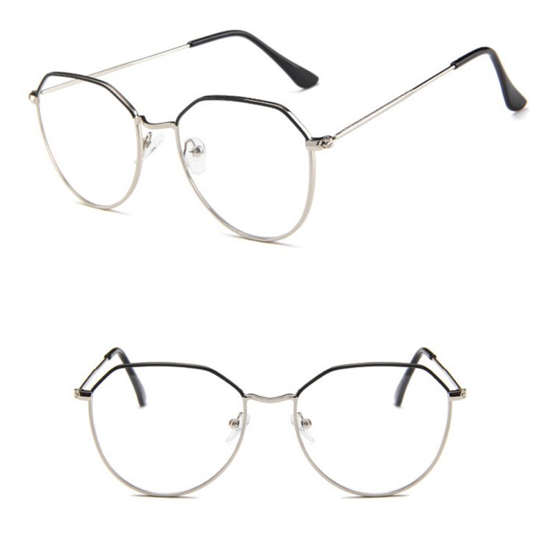Unisex retro uregelmæssig flerfarvet polygonramme klar linse briller optiske briller ，: B