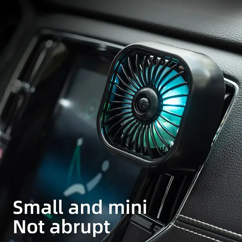 Portable Car Air Outlet USB Fan Low Noise Powerful Cooler 3-Speed ​​Adjustable Car Mini Fan with Light for Truck CarSUV