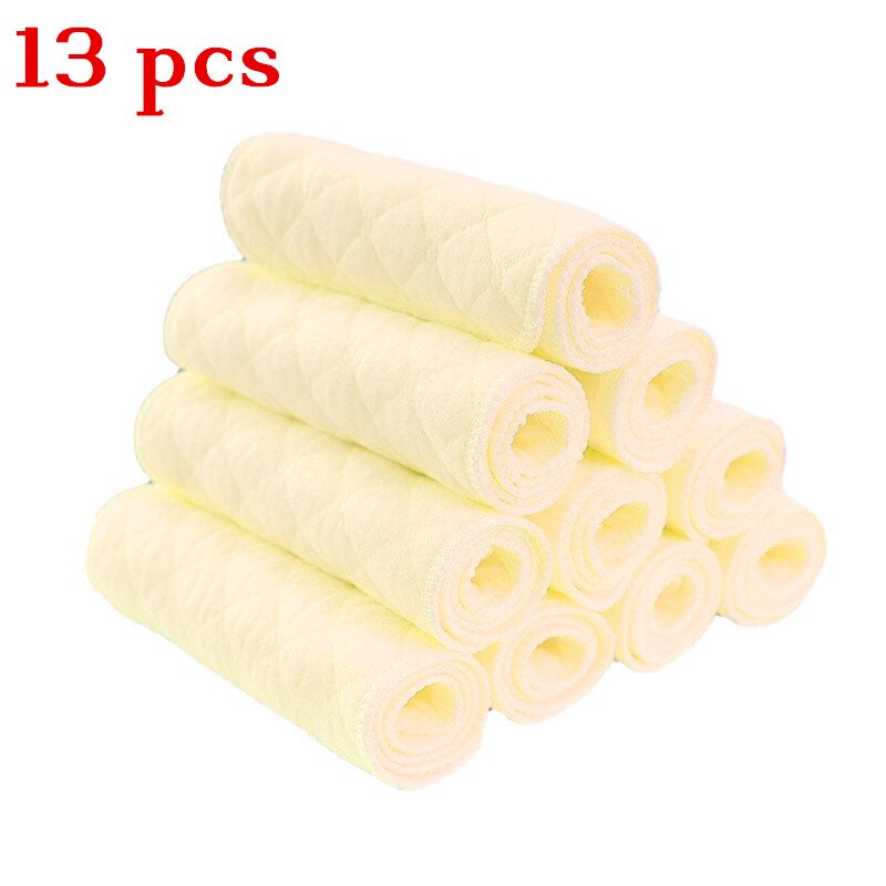 6/10/13 Pcs Baby Luiers Herbruikbare Baby Baby Pasgeboren Doek Luier Luier Liners Insert 3 Lagen Katoen: yellow 13pcs