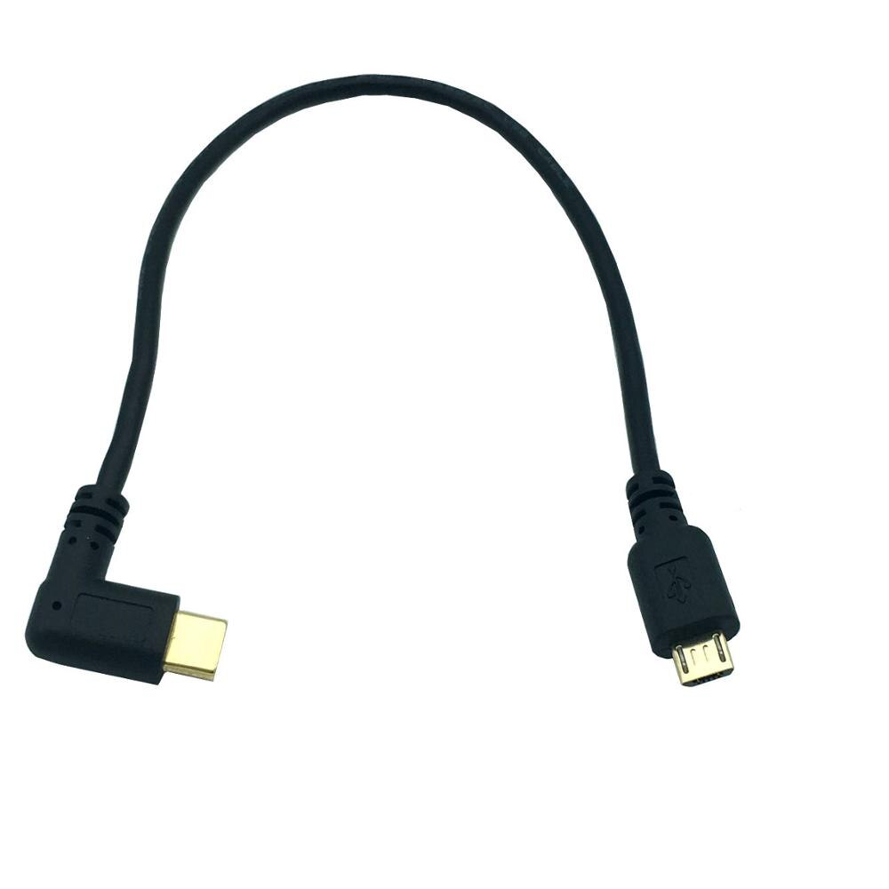 Micro Mini Usb Kabel 5Pin Male Naar Male Usb 3.1 Type C Elleboog Naar Mini Micro Usb 2.0 Otg Data adapter Converter Opladen Kabel 25Cm