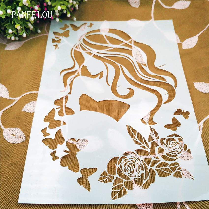Mermaid Plakboek Stencils Spray Plastic Mold Shield Diy Cake Hollow Versiering Afdrukken Kant Heerser Valentijn