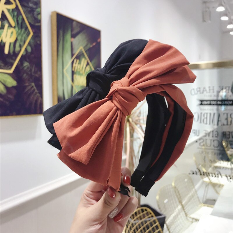 Zuid-korea Hoogwaardige Boutique Haaraccessoires Koreaanse Stijl Eenvoudige Effen Kleur Double Layer Grote Boog Grote Velgen Getande anti-S